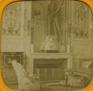 France Compiegne Castle Room of the Empress old Stereo Tissue Photo 1865