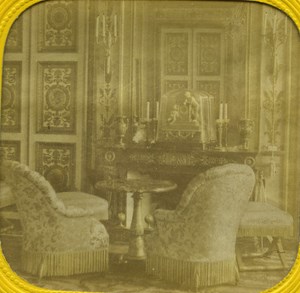 France Compiegne Castle Salon old Stereo Tissue Photo 1865