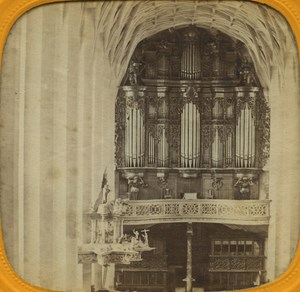 Italy Carrara Church Interior old Stereo Tissue Photo 1865