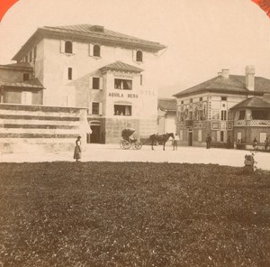Italy Cortina Hotel Aquila Nera old Stereo Photo Unterberger 1890