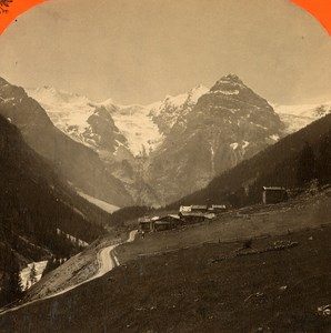 Italy Stilfs Stelvio Trafoi Panorama old Stereo Photo Unterberger 1890
