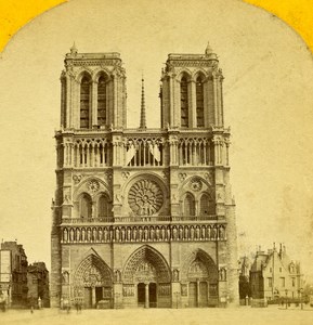 France Paris Church Notre Dame old Stereo Photo 1865