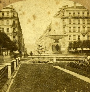 France Lyon Panorama Umperial Street old Stereo Photo 1860