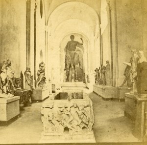 Italy Napoli Museum Gallery of Statues old Stereo Photo 1865