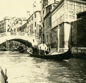 Italy Venice a Wedding Gondola old Possemiers Stereo Photo 1908