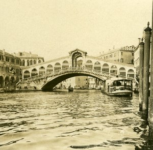 Italy Venice Grand Canal Ponte Rialto old Possemiers Stereo Photo 1908