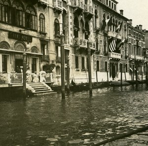 Italy Venice Grand Canal near Grand Hotel old Possemiers Stereo Photo 1908