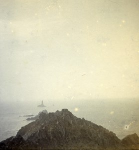 France Lighthouse & Pointe du Raz Old Stereo Stereoview Photo 1900