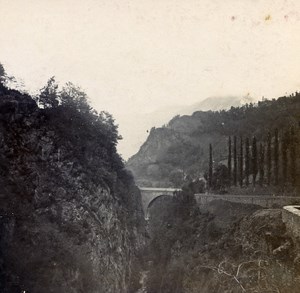 France Pyrenees Bridge Napoleon Road of Gavarnie Old Stereo Photo 1900