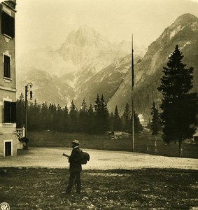 Italy Alps Dolomites Carbonin & the Croda Rossa Old NPG Stereo Photo 1900