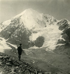 Italy Tyrol Zebru view from Rifugio Citta di Milano Old NPG Stereo Photo 1900