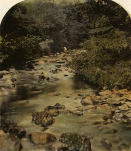United Kingdom Landscape River Old Stereoview Photo Hand Colored 1860