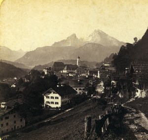 Germany Bavaria Berchtesgaden Landscape Old Stereoview Photo 1860