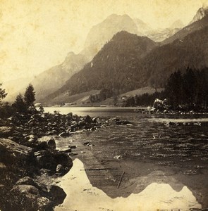 Germany Bavaria Hintersee Mulhsturzhorn Landscape Old Stereoview Photo 1860