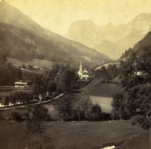 Germany Bavaria Ramsau Landscape Old Stereoview Photo 1860
