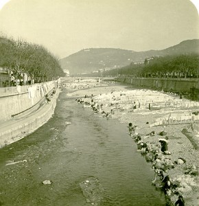 France French Riviera Nice Washerwomen at Paillon Old Stereoview Photo NPG 1900