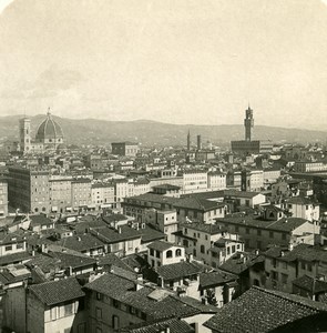 Italy Firenze Panorama from Santo Spirito Old Stereoview Photo NPG 1900