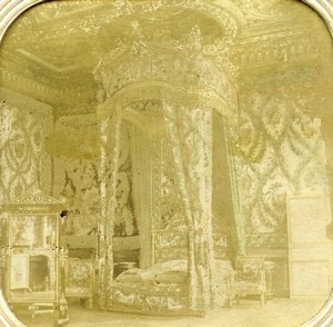 France Fontainebleau Castle Bedroom Old Photo Tissue Stereoview 1860