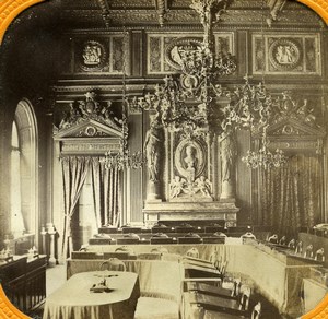 France Paris City Hall Council Room Old Photo Tissue Stereoview 1860