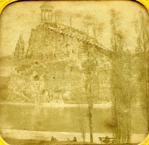 France Paris Buttes Chaumont Old Photo Tissue Stereoview 1860