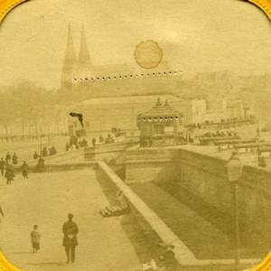 France Paris Esplanade des Invalides Cannons Old Photo Tissue Stereoview 1860