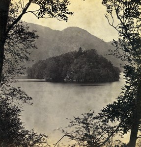 Scotland Ellen's Isle Loch Katrine Old GW Wilson Stereoview Photo 1865