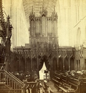 Cambridgeshire Peterborough Cathedral Choir Old GW Wilson Stereoview Photo 1865