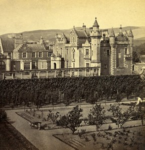 Scotland Abbotsford House Garden Front Old GW Wilson Stereoview Photo 1865