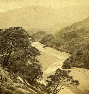 Lake District Lookin up Borrowdale Bowder Stone GW Wilson Stereoview Photo 1865