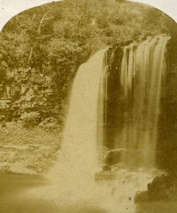 United Kingdom South Wales Vale of Neath Waterfall Old Stereoview Photo 1860