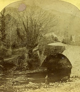 Lake District Westmoreland Brathay Bridge Old Stereoview Photo 1860