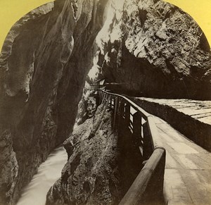 Switzerland Alps Ragaz Tamina Gorges Pfäfers Old Stereoview Photo 1875