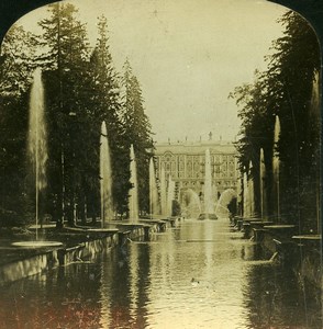 Russia Saint Petersburg Peterhof Palace Fountains HC White Stereoview Photo 1901