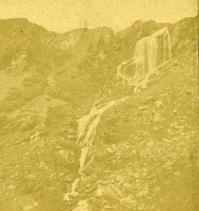 Switzerland Meringen Alpbachfall Waterfall Old Braun Photo Stereoview 1860