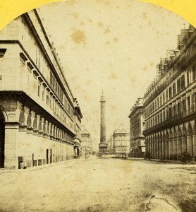 France Paris Rue Castiglione Colonne Vendome Old Stereo Photo 1859