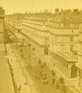 France Paris Rue de Rivoli Animated Street Scene Old Stereo Photo 1865