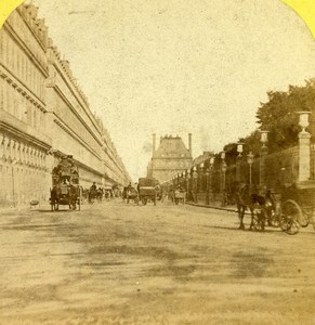 France Paris Rue de Rivoli & Tuileries Vue Instantanee Old Stereo Photo 1865