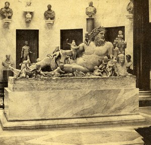 Italy Rome Roma Vatican Museums River Nile Statue Old Stereoview Photo 1865