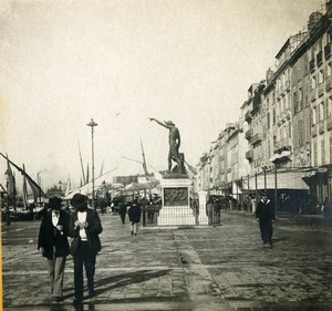 France Toulon Harbor carré du Port Square Old Stereoview Photo SIP 1900