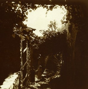 Switzerland Lake Lugano Gandria foot path Old Possemiers Stereoview Photo 1900