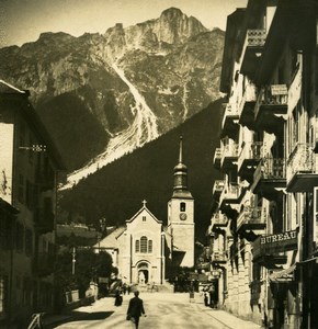 France Alps Chamonix street Mont Brevent Old Stereoview photo NPG 1900