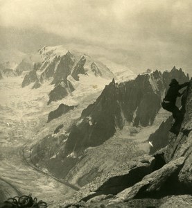 Alps Aiguille du Moine Mont Blanc Glacier du Geant Stereoview photo NPG 1900