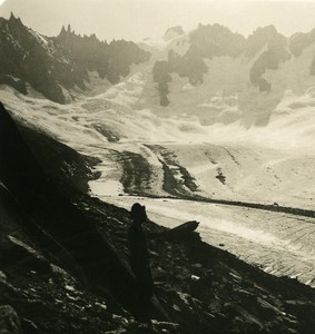 Alps Mont Blanc Massif near Couvercle Talèfre Glacier Stereoview photo NPG 1900