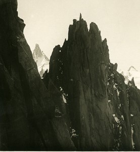 France Alps Grépon Needle Aiguille du Geant Old Stereoview photo NPG 1900