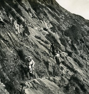 France Alps Chamonix Mauvais Mountain Hikers Old Stereoview photo NPG 1900