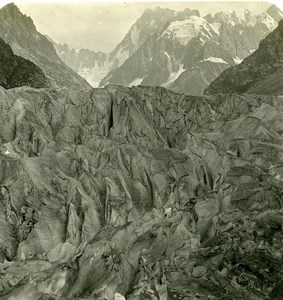 France Alps Montenvers Mer de Glace Glacier Old Stereoview photo NPG 1900