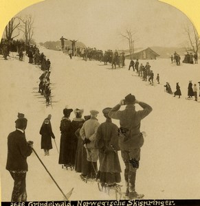 Switzerland Grindelwald Nordic ski races Old Stereoview photo Gabler 1885
