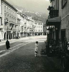 Switzerland Locarno Piazza Grande Orselina Old Possemiers Stereoview Photo 1900