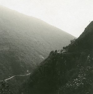 Switzerland Val Verzasca Mergoscia road Old Possemiers Stereoview Photo 1900