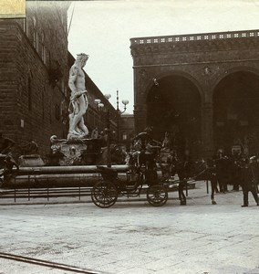 Italy Firenze Florence Loggia dei Lanzi Old Amateur Stereoview Photo 1900